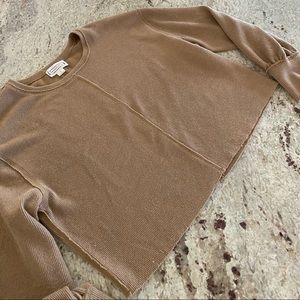 Tan/camel color knit cropped top! Soft! Worn 3x! Size Small